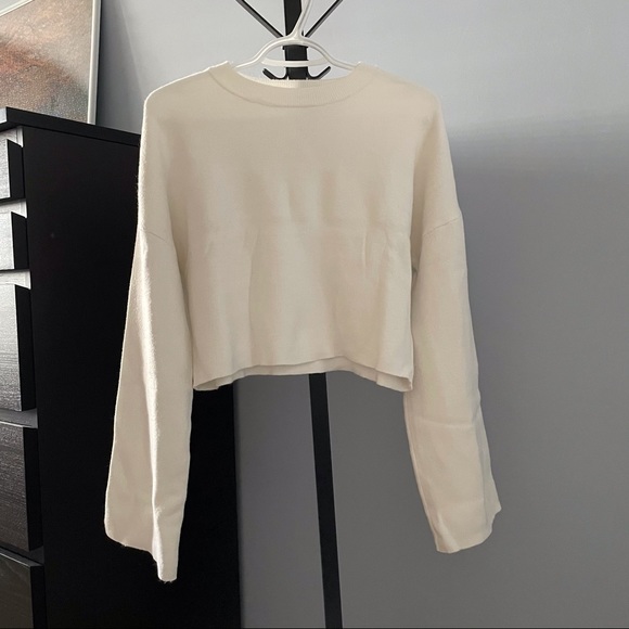 Garage Sweaters - Garage Cropped Cream Bell Sleeve Sweater